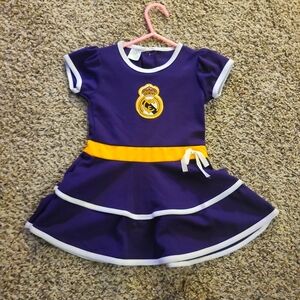 Real Madrid F.C Custom Handcrafted Dress Toddlers Purple/yellow Size 1-2 years